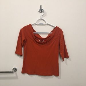 Zara TFR orange off the shoulder top